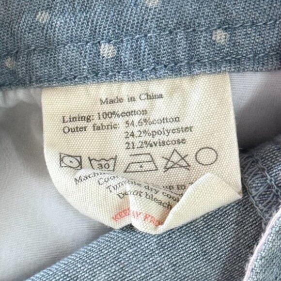 DOTTY DUNGAREES - POLKA DOT OVERALL SHORT - 54% COTTON - BABY BLUE/PINK - Picture 4 of 4